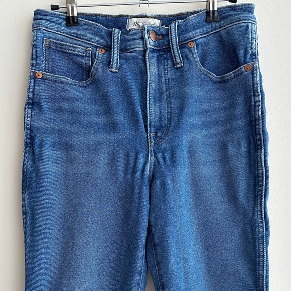 Madewell Stovepipe Solid Blue Denim Jeans, Size 27P - Picture 2 of 16